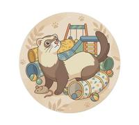 Cute Ferret Playful Weasel Round Metal Tin Sign