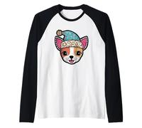 Cute Festive Chihuahua Xmas Hat Design Raglan Baseball Tee