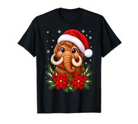 Cute Festive Flowers Santa Hat Woolly Mammoth Christmas Value Graphic T-Shirt