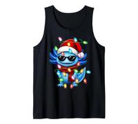 Cute Festive Lights Fun Animal Santa Hat Axolotl Christmas Tank Top