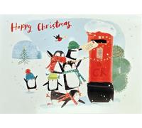 Cute Festive Penguins - Little Puddings - Designed with Love Christmas Cards - Pack of 5 - Eco-Friendly - Premium Gloss Finish by Woodmansterne (Penguins Posting Xmas Cards)