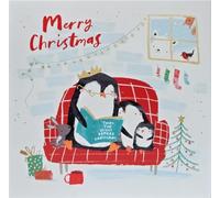 Cute Festive Penguins - Little Puddings - Designed with Love Christmas Cards - Pack of 5 - Eco-Friendly - Premium Gloss Finish by Woodmansterne (Reading a Story)