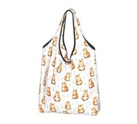 Cute Field Mouse Print Reusable Grocery Bags Shopping Bags - Foldable Grocery Bag Tote Bag with Handles, Black, 3 PCS