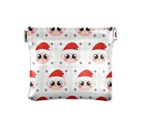 Cute Figures with Santa Hats Small Leather Coin Purse Waterproof Card Cases Money Organizers for Women Boys Girls