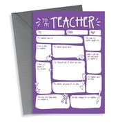 Cute Fill In The Blanks Thank You Card - Teacher - To My Teacher
