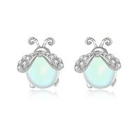 Cute Firefly Moonstone Stud Earrings for Women Cubic Zirconia Sweet Tiny Insects Animal Bird Cartilage Piercing Dainty Birthday Christmas Summer Fine Jewelry Gifts