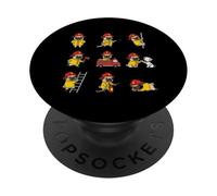 Cute Fireman Pug Dog Fire Truck Dalmatian Fun PopSockets Adhesive PopGrip