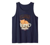 Cute First I Drink The Coffee Then I Pet The Cats Cat Lover Tank Top