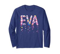 Cute First Name EVA Personalized Girl Nametag Garden Core Long Sleeve T-Shirt