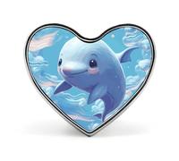 Cute Fish Badges Heart with Button Design, Personalized Picture Pin Brooches, Heart Badge Holders for Decorate Hat Shirt Clothing Bag Accessories