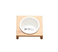 Cute Fish Bone Design Cat Bowls - Wide & Shallow Ceramic Feeding Dishes for Wet & Dry Food, to Cats ByT226 (White, 13x12cm)
