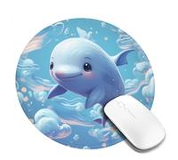 Cute Fish Mouse Pad Waterproof Gaming Mousepad with Non-Slip Rubber Base Round Computer Mouse Mat for Office Latop Mousepads Washable Cloth Desk Pad 8 x 8 in