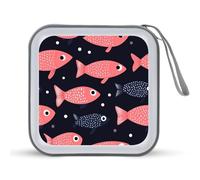 Cute Fish Pattern Printed CD Case Hard Plastic Protective DVD Storage Binder Bag for Home Office
