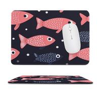 Cute Fish Pattern Trendy Gaming Mouse Pad Rubber Base Non-Slip Large Desk Mat Home Office 7.9"x9.4"