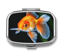 Cute Fish Pill Box 2 Compartments Portable Travel Pill Case Mini Medicine Organizer for Pocket Purse Metal Waterproof Medicine Container Holder Vitamin Fish Oil