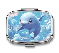 Cute Fish Pill Case with 2 Compartment, Pill Organizer Portable Square Pill Box,Vitamin Pill Organizer for Pocket Purse and Travel
