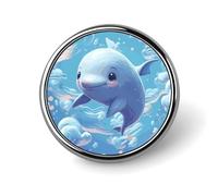 Cute Fish Round Badge Brooch Lightweight Lapel Tie Pins Unique Gifts Metal Brooch Badge For Hat Shirt Clothing Bags Decoration