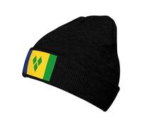 Cute Flag Knit Hat Soft Classic Stretchy Ski Beanie Cap Winter Patriotic Warm Hats for Women Men Black, Saint Vincent and the Grenadines Flag-b0000000001, One size