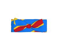 Cute Flag of the Congo Print Baby Bow Headband â€“ Soft Bows for Newborns, Infants & Toddlers â€“ Full Moon Gift