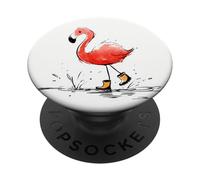 Cute Flamingo in Rain Boots Splashing Puddles PopSockets Adhesive PopGrip