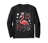 Cute Flamingo Independence Day 4th of July Animal Lover Long Sleeve T-Shirt