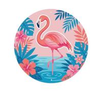 Cute Flamingo Pink Bird Round Metal Tin Sign