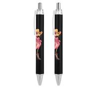Cute Flamingo Tropical Birds (3) Retractable Ballpoint Pen Black Ink Ball Point Pen Work Pens 2 PCS