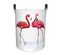 Cute Flamingo Waterproof Polyester Fabric Single-Layer Laundry Hamper With Full Print Design,Sturdy Pe Rim,Dual Handles,For Home Car Storage