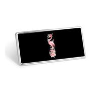 Cute Flamingo with Bow Flowers Metal Badge Rectangular Stainless Steel Badges Decorative Lapel Pins Clothing Backpack Accessory Gift