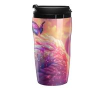 Cute Flamingo with Butterfly Plastic Coffee Cup Travel Mug Double Walled Leakproof Tumbler with Lid for Home Office 250ml