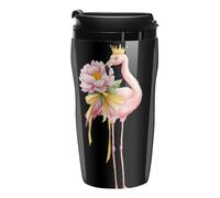 Cute Flamingo with Flower Plastic Coffee Cup Travel Mug Double Walled Leakproof Tumbler with Lid for Home Office 250ml