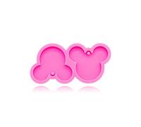 Cute Flat Shiny Mouse Head Keychain Silicone Mold with Hole for DIY Gum Paste Crystal Cupcake Cake Topper Decoration Pudding Desserts Jelly Shots Candy Fondant Mold Trinket