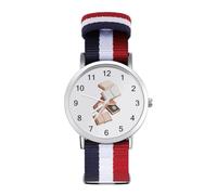 Cute Floating Stack Books Fashion Wrist Watch for Women | Woven Nylon Strap Watches Casual Sports Quartz Wristwatch for Daily