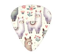 Cute-Floral-Alpaca-Llama 12 Pack Guitar Picks With 3 Thicknesses And Storage Box, Abs Plectrums For Electric Bass Guitar Players