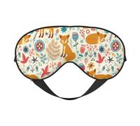 Cute Floral Animal Pattern Night Mask Soft Reversible Eye Cover Adjustable Strap Light Blocking Comfortable Rest