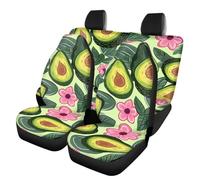 Cute Floral Avocado Car Seat Covers Full Set for Suv Trucks Van Sedan Elastic Front Rear Seat Cover Auto Bench Seat Protector Universal Fit Car Accessories Green