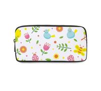 Cute Floral Bug Black Pencil Case for Boys with Zip Up Girls Pencil Cases for Secondary School Pen Case Cute Things Secondary High School College Sixth Form Stationery Gifts Women Men