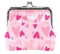 Cute Floral Coin Purse for Men Women Leather Kiss Closure Adorable Cluster of Hearts Pink Small Coin Purse Adorable Cluster of Hearts Pink OneSize, Adorable Pink Hearts Cluster, OneSize, Classic
