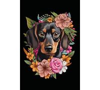 Cute Floral Dachshund: Blank Lined Dachshund Journal/Notebook