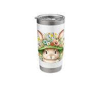 Cute Floral Easter Bunny Cozy Rabbit with Flower Hat Teens Stainless Steel Insulated Tumbler