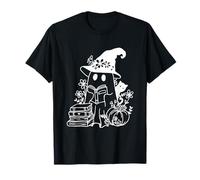 Cute Floral Ghost Reading Books Halloween Book Lover Reader T-Shirt