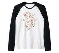 Cute Floral Hummingbird Cherry Blossom Spring Birds Raglan Baseball Tee