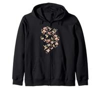 Cute Floral Hummingbird Cherry Blossom Spring Birds Zip Hoodie