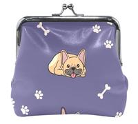 Cute Floral Leather Coin Purse with Kiss Lock Cute Purple French Bulldog Coin Purse, Adorable Purple French Bulldog, Classic, Adorable French Bulldog Purple, Classic, Adorable French Bulldog Purple