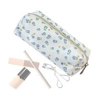Cute Floral Makeup Brush Bag, Cotton Quilted Zipper Makeup Brush Travel Holder, Portable Soft Pink Cosmetic Pouch for Skincare Beauty Accessories Brushes