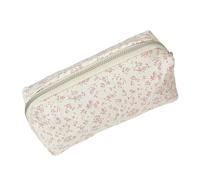 Cute Floral Makeup Brush Bag, Cotton Quilted Zipper Makeup Brush Travel Holder, Portable Soft Pink Cosmetic Pouch for Skincare Beauty Accessories Brushes