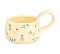 Cute FLoral Mug Coffee mugs Ceramic Handmade Latte Art Mugs Pretty Aesthetic Flower Tea Cup Unique Vintage Beautiful Espresso Cups Set (Blue Flowers)