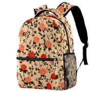 Cute Floral on Beige Baskground Backpack Rucksack for Girls Boys Schoolbag for Elementary Middle Students