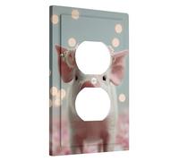 Cute Floral Pig Light Switch Cover Plates, Peach Flower Crown Design for Spring Decor, Thermoplastic Wall Plates, Standard Size Single Duplex Outlet