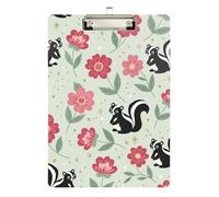 Cute Floral Squirrel Green Clipboard Portable Clipboard Wordpad Clipboards Standard Size, A4 Letter Size 12.5 x 9 Inches Silver Clip